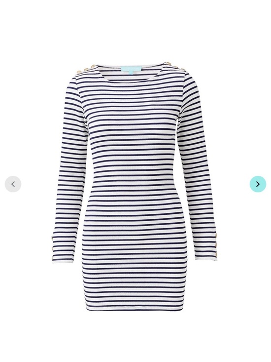 Melissa Odabash Dresses & Skirts - Melissa Odabash Agata Navy Stripe Long Sleeve Mini Dress L